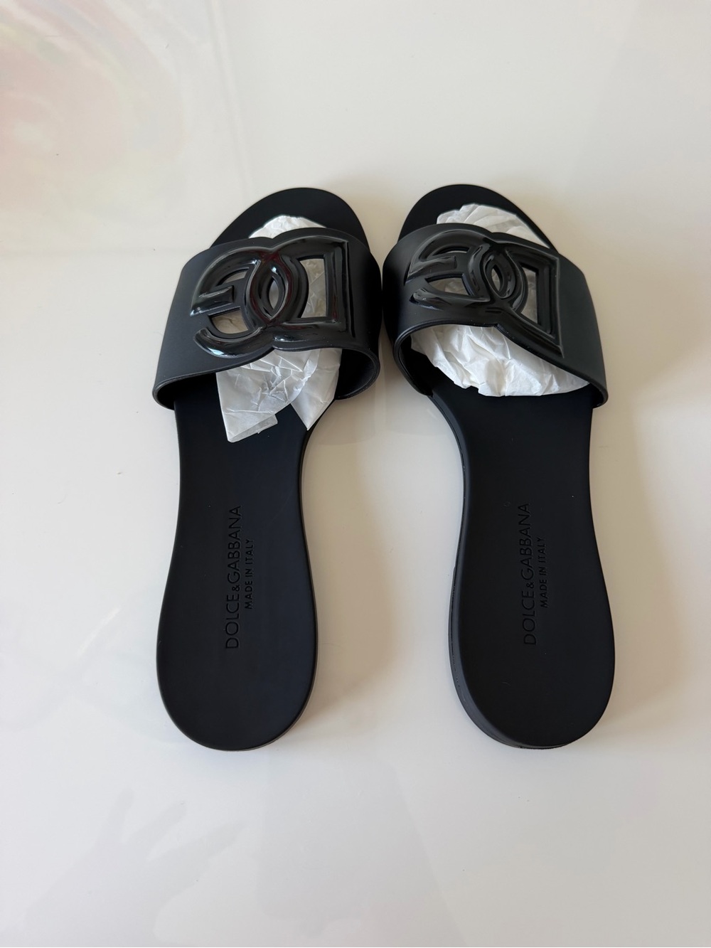 Dolce & Gabbana Black Logo-Embellished Slide Sandals